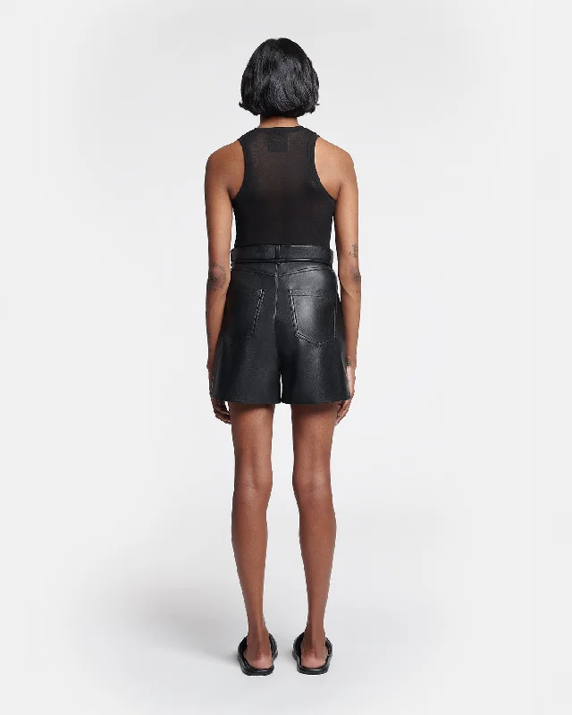 Scepa - Belted Okobor™ Alt-Leather Shorts - Black