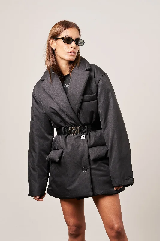 PADDED BLAZER COAT - BLACK