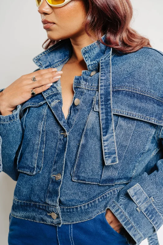 Oversized Cargo Pocket Denim Jacket