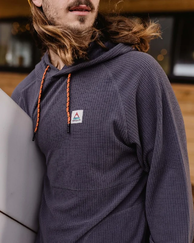 Point Recycled Grid Polar Fleece Hoodie - Charcoal