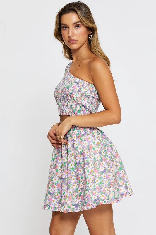 Print Skater Mini Skirt