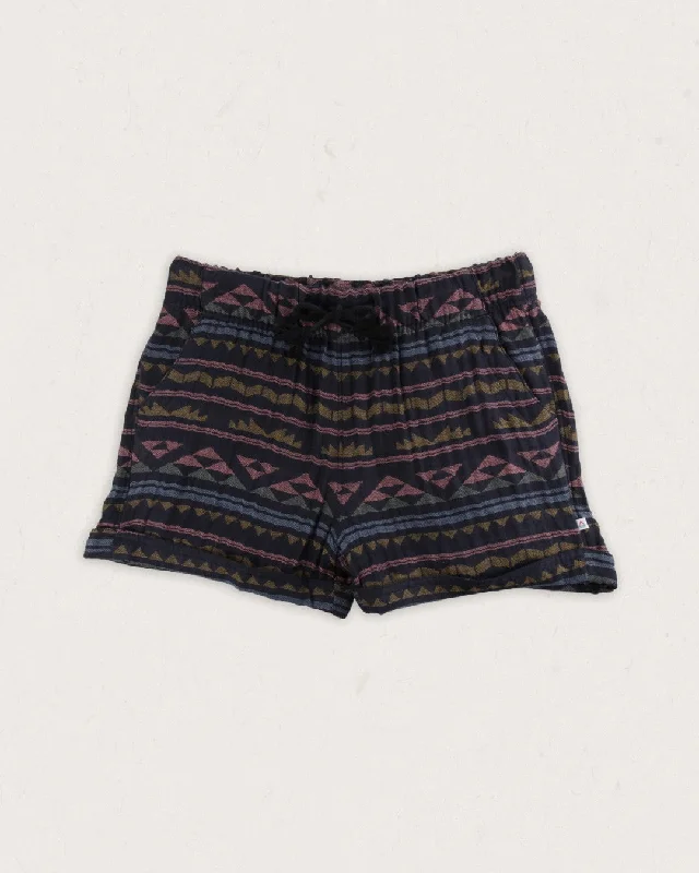 Santosa Organic Cotton Jacquard Short - Black Geo Pattern