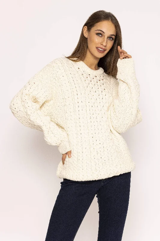 Traditional Unisex Aran Sweater in Cream