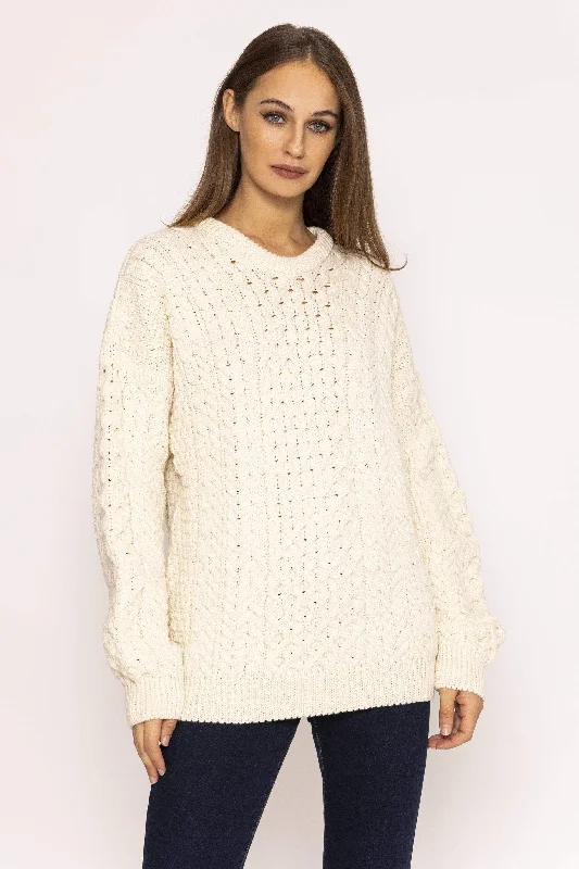 Traditional Unisex Aran Sweater in Cream