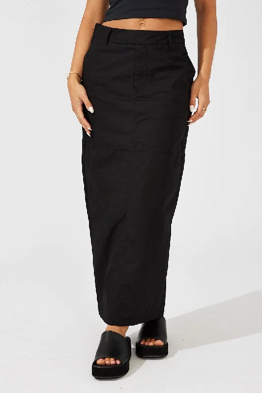 Black Maxi Skirt High Rise