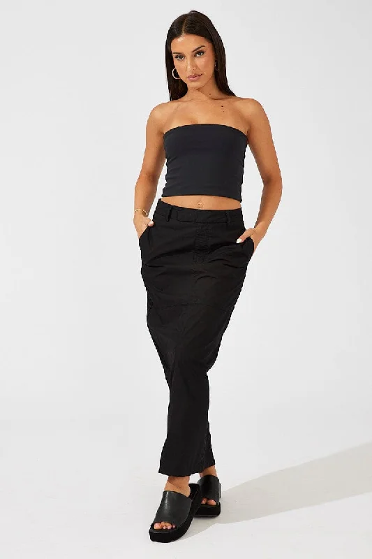 Black Maxi Skirt High Rise