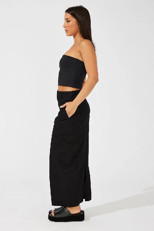 Black Maxi Skirt High Rise