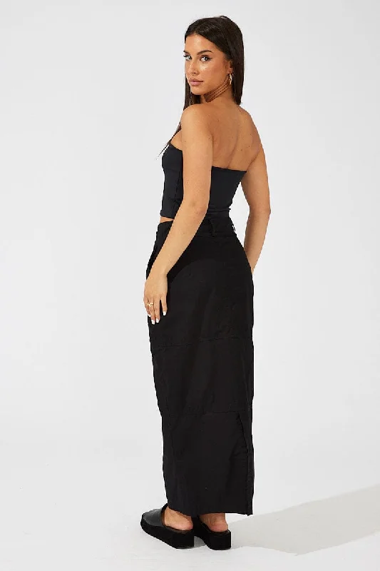 Black Maxi Skirt High Rise