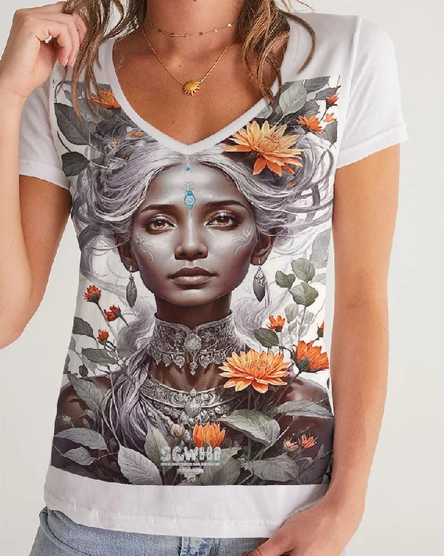 Blossom Indian Grey sister Women's All-Over Print V-Neck Tee