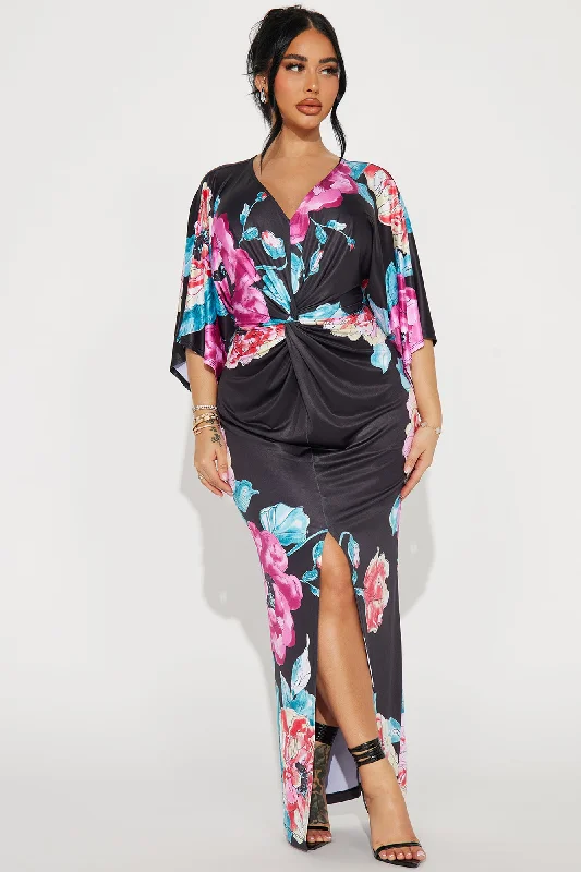 Camille Floral Maxi Dress - Black/combo