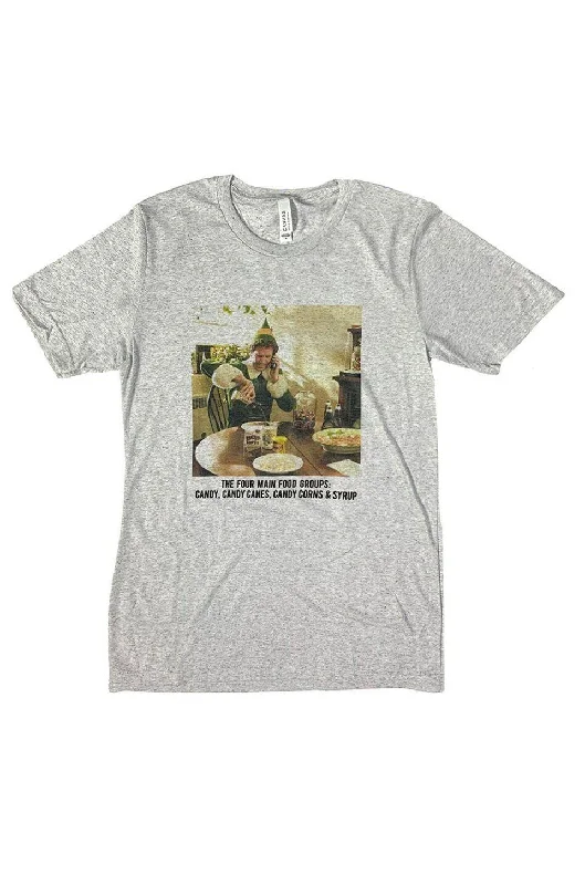 ""Four Food Groups"" Graphic Tee In Heathered Grey