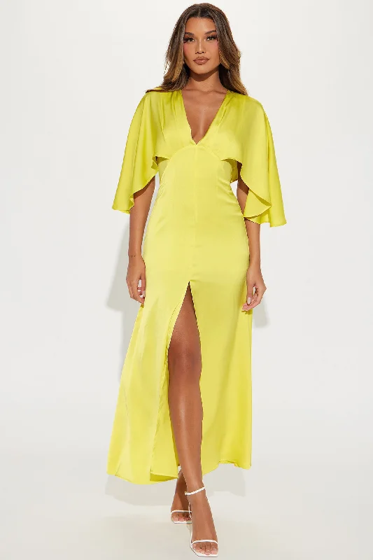 Inaya Satin Maxi Dress - Yellow