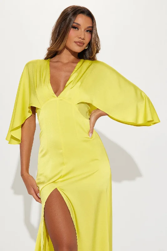 Inaya Satin Maxi Dress - Yellow