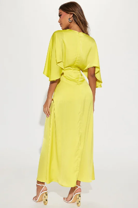 Inaya Satin Maxi Dress - Yellow