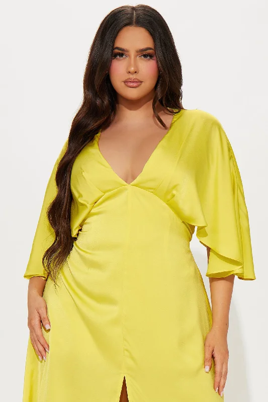 Inaya Satin Maxi Dress - Yellow