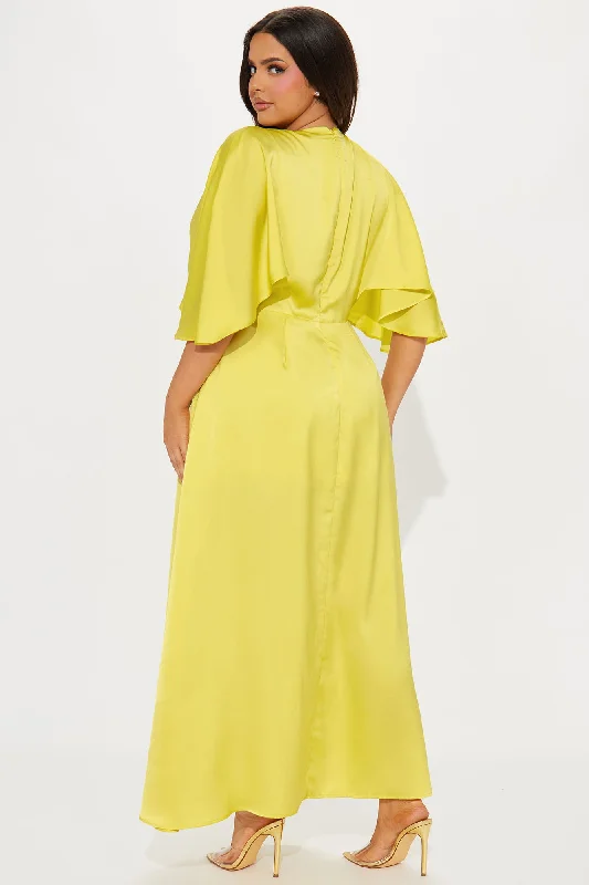 Inaya Satin Maxi Dress - Yellow