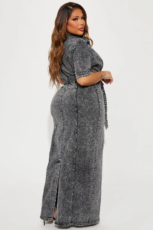 Kara Denim Maxi Dress - Dark Wash