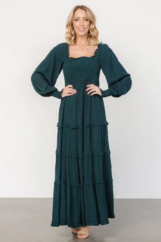 Lana Smocked Maxi Dress | Dark Green