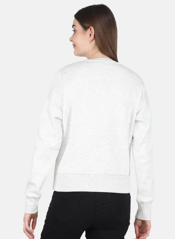 Women Off White Printed Sweatshirt