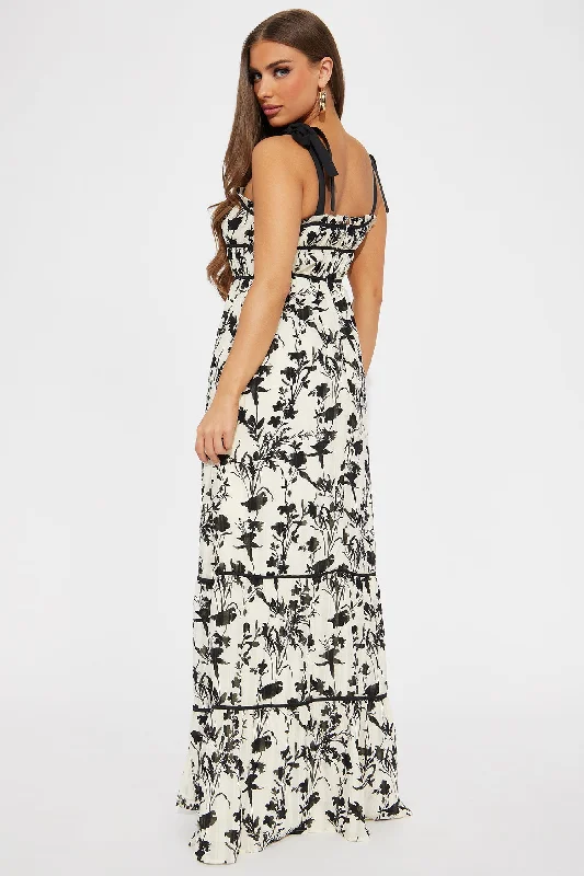 Natalie Printed Maxi Dress - Off  White/combo