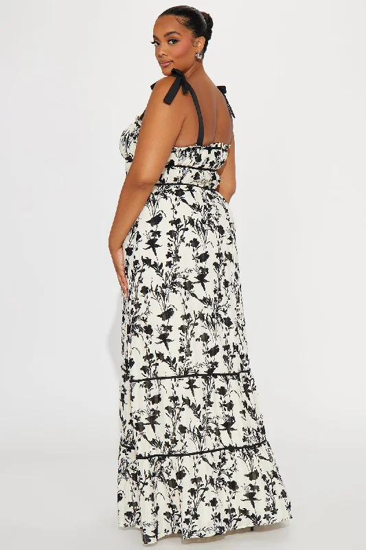 Natalie Printed Maxi Dress - Off  White/combo