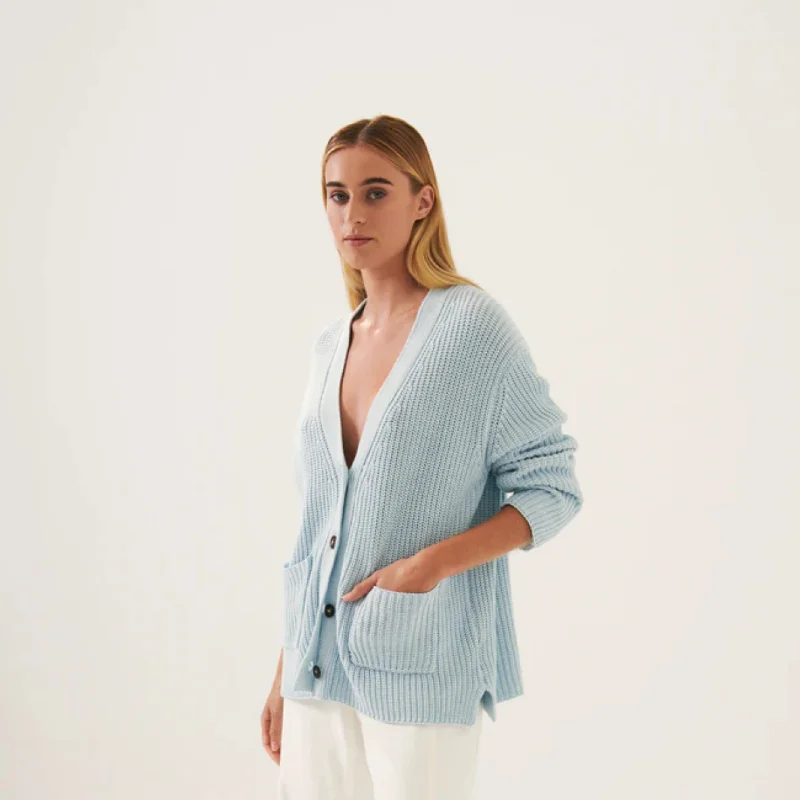 Neela Cotton Patch Pocket Cardigan (Clear Water)