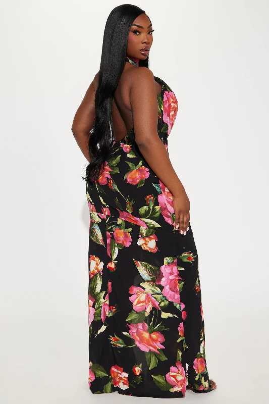 Pick Me Chiffon Maxi Dres - Black/combo