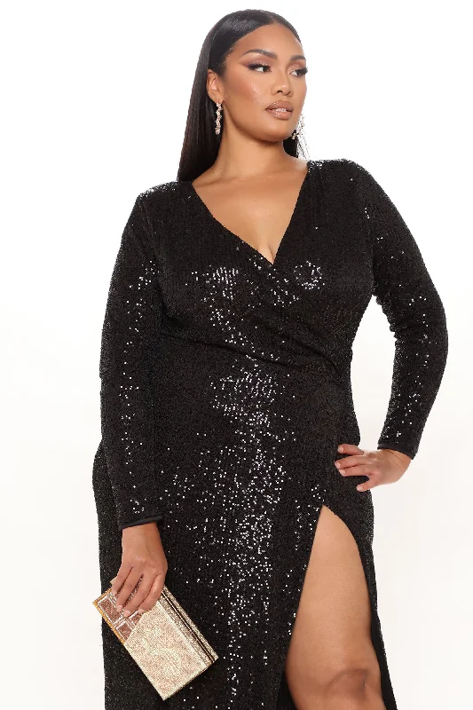 Shine Away Sequin Maxi Dress - Black