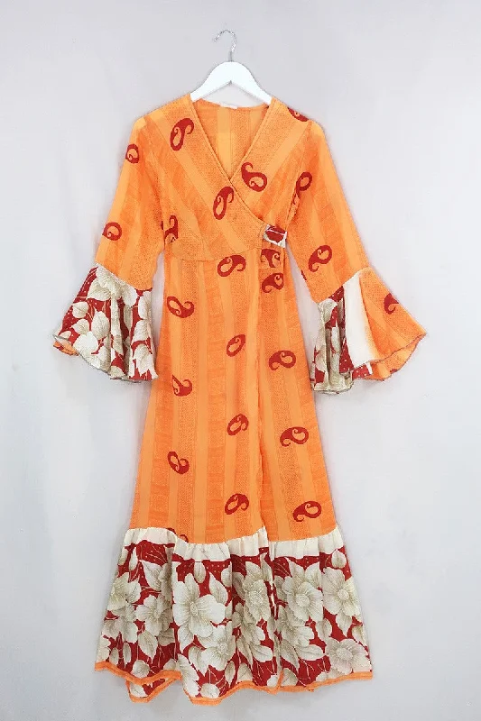 Sylvia Wrap Dress - Saffron & Marigold Paisley - Size S