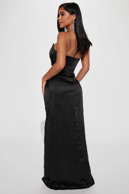 Teagan Satin Maxi Dress Set - Black