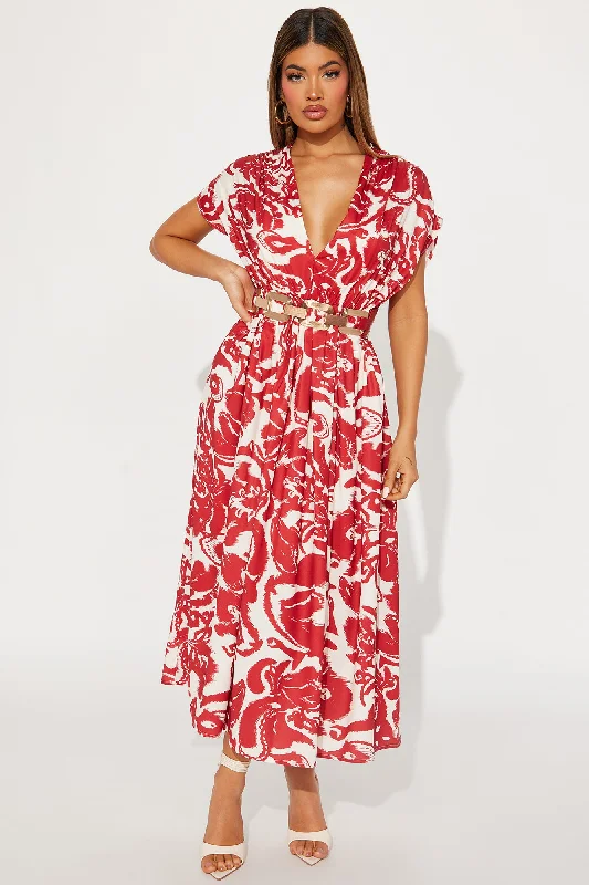 Trisha Maxi Dress - Red/combo