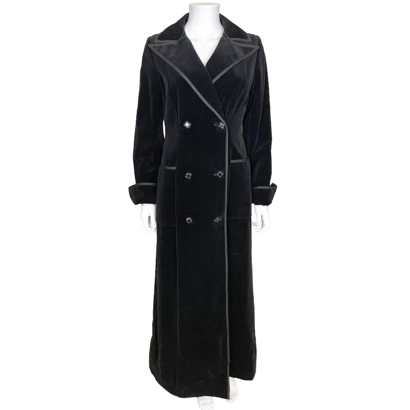 Vintage 1970s Maxi Coat Black Velvet Holt Renfrew 1300 S M