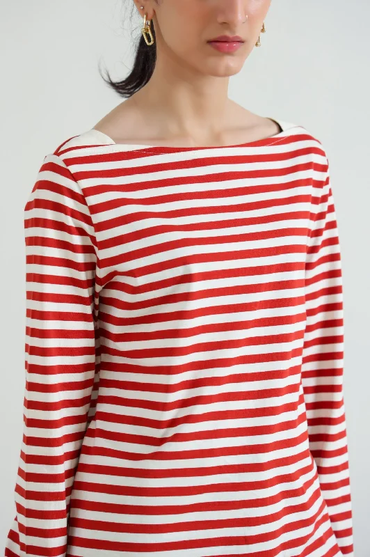 WIDE-NECK STRIPED TEE