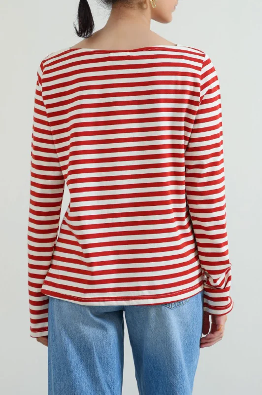 WIDE-NECK STRIPED TEE