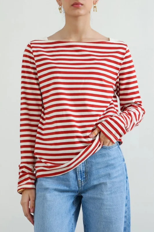 WIDE-NECK STRIPED TEE