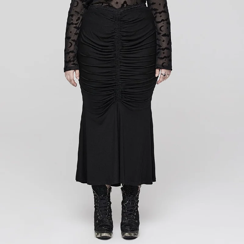 Women's Plus Size Gothic Ruched Fishtail Skirt