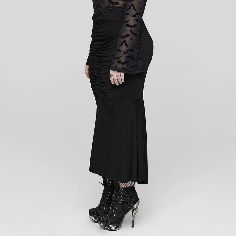 Women's Plus Size Gothic Ruched Fishtail Skirt