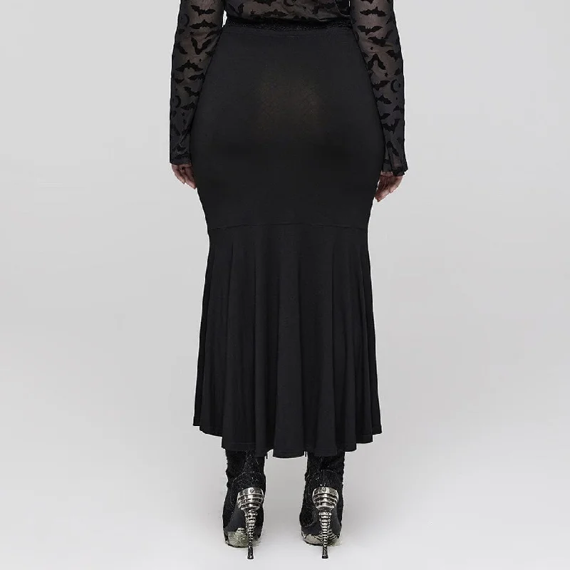 Women's Plus Size Gothic Ruched Fishtail Skirt