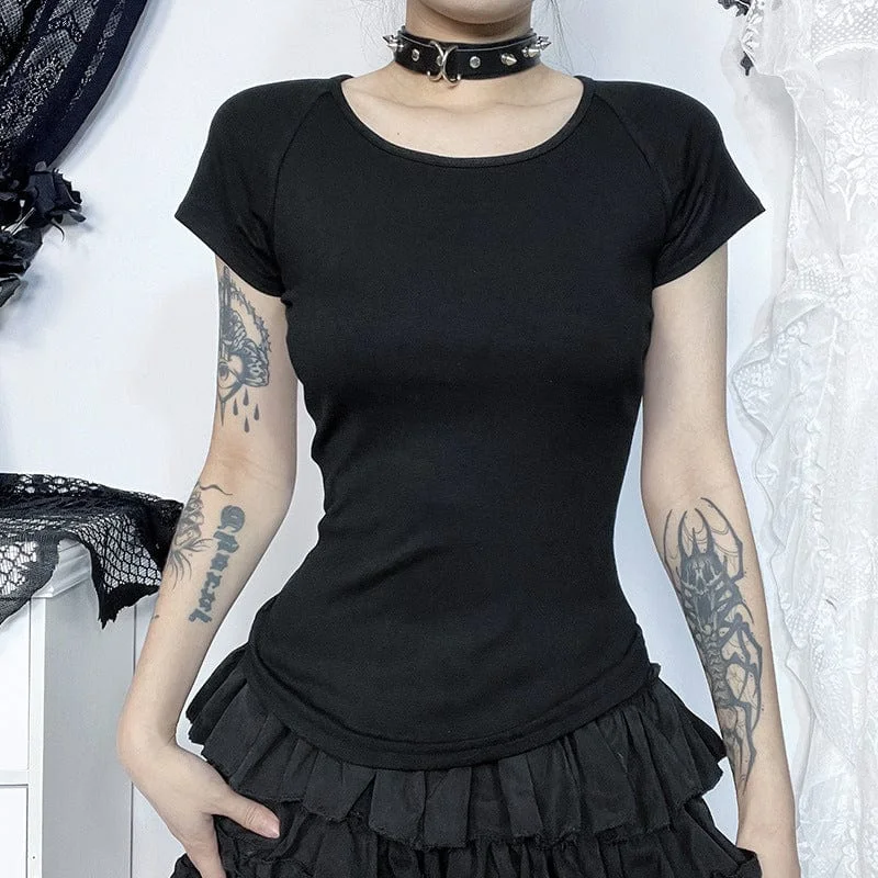 Women's Punk Angel Flocking Mesh Splice T-shirt