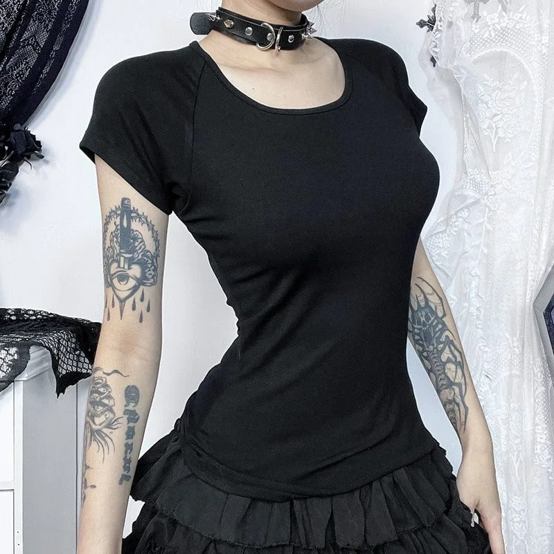 Women's Punk Angel Flocking Mesh Splice T-shirt