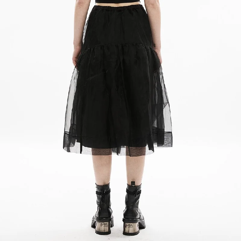 Women's Punk Mesh Splice Layered Two-wear Skirt