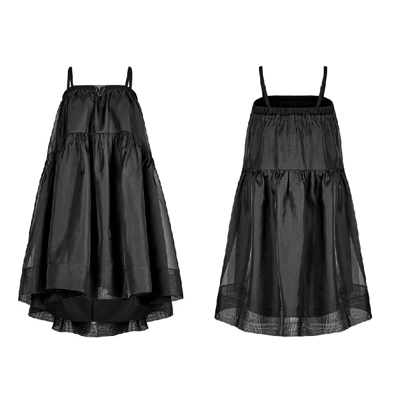 Women's Punk Mesh Splice Layered Two-wear Skirt