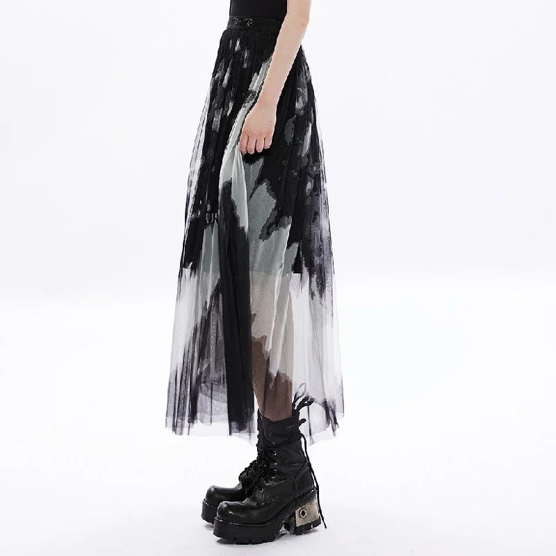 Women's Vintage Floral Sheer Mesh Maxi Skirt