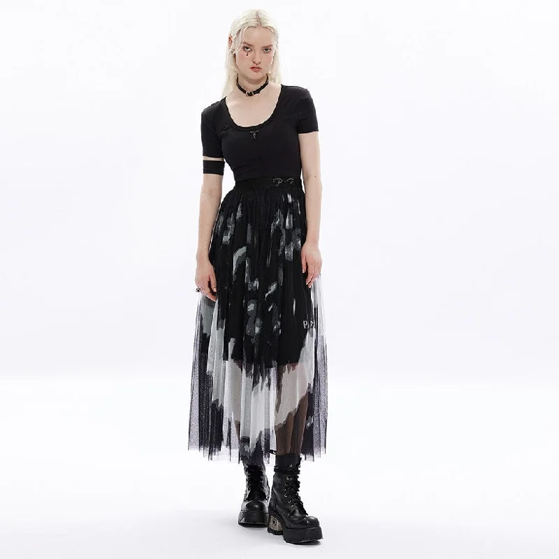 Women's Vintage Floral Sheer Mesh Maxi Skirt