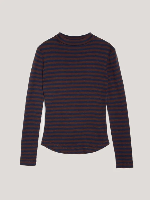 YMC High Rain Stripe Tee in Blue Brown